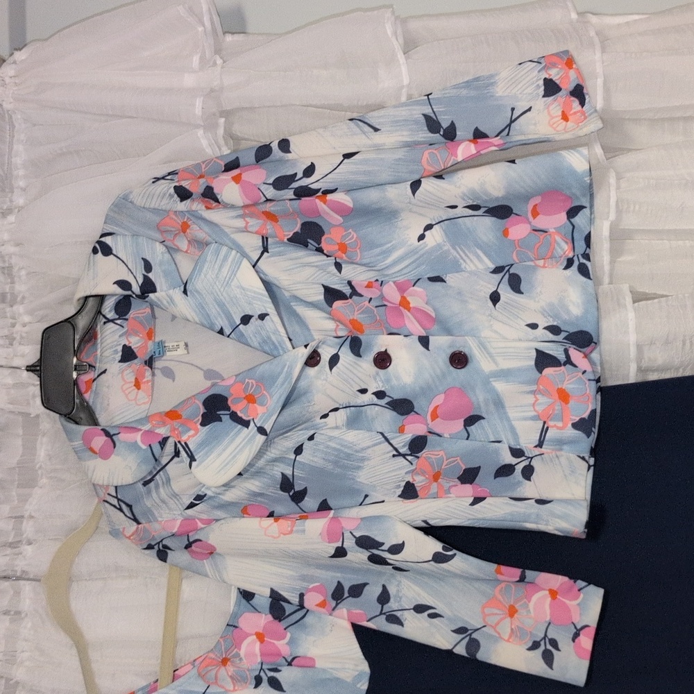 Vintage 1970s Floral Navy Maxi Dress And Jacket S… - image 2